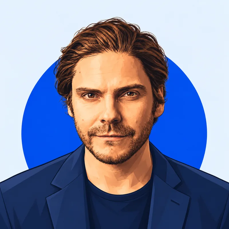 Illustriertes Porträt von Daniel Brühl