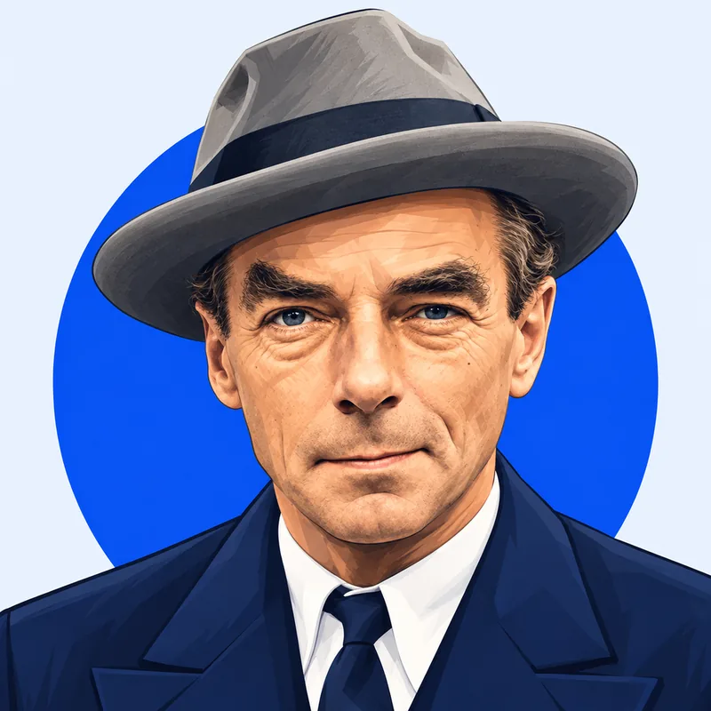 Illustriertes Porträt von Erich Kästner