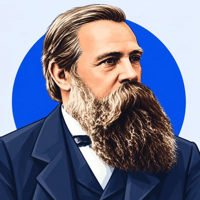 Illustriertes Porträt von Friedrich Engels