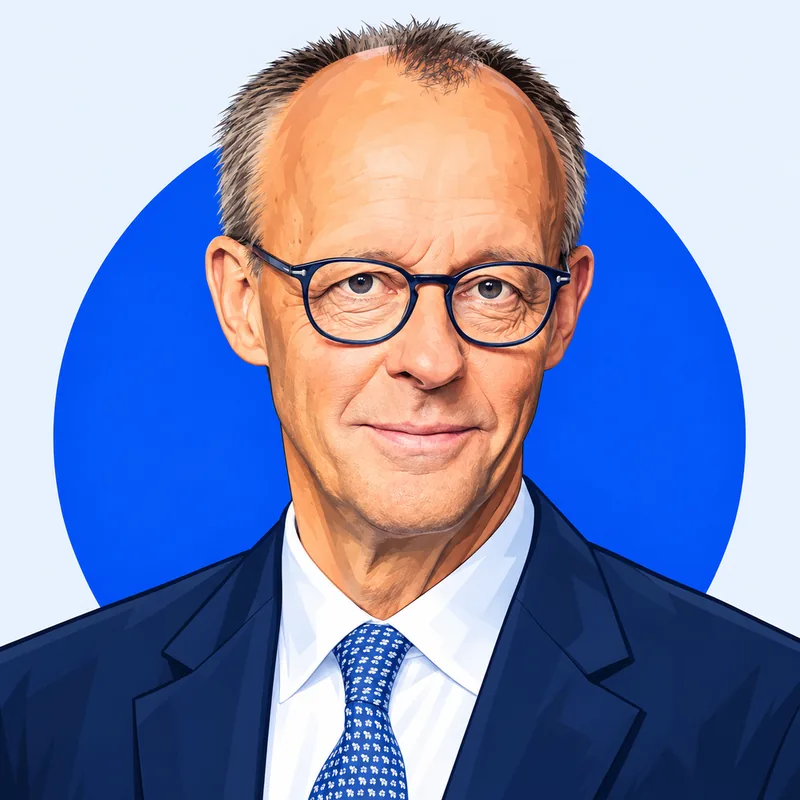 Illustriertes Porträt von Friedrich Merz