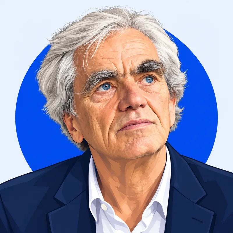 Illustriertes Porträt von Hans-Christian Ströbele
