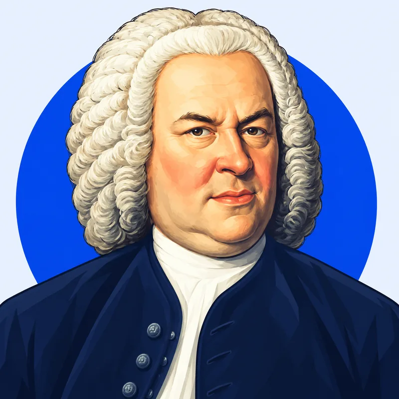 Illustriertes Porträt von Johann Sebastian Bach