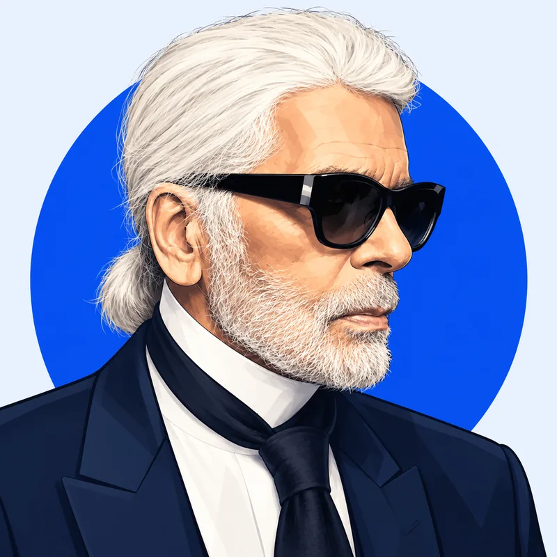 Illustriertes Porträt von Karl Lagerfeld