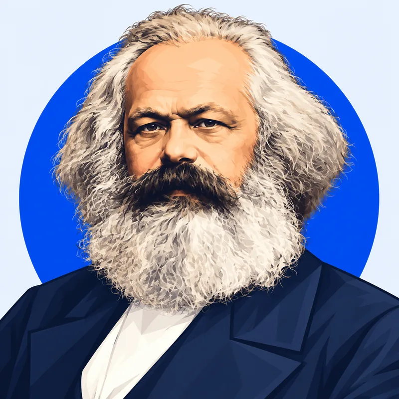 Illustriertes Porträt von Karl Marx