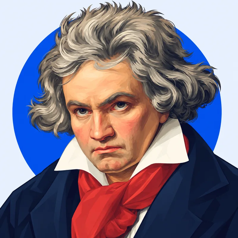 Illustriertes Porträt von Ludwig van Beethoven