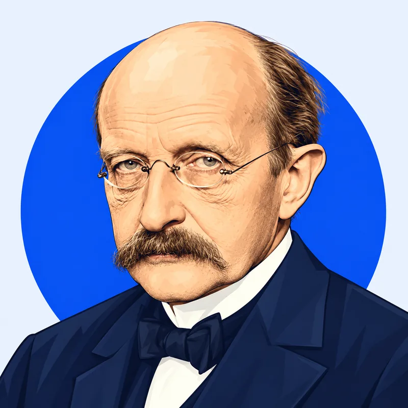 Illustriertes Porträt von Max Planck