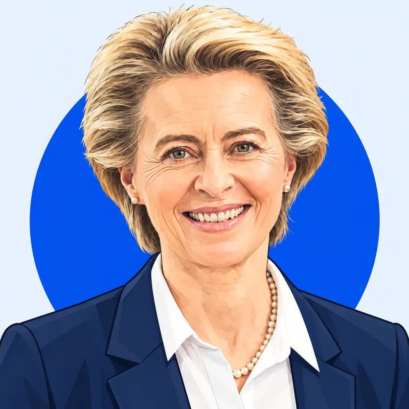 Illustriertes Porträt von Ursula von der Leyen